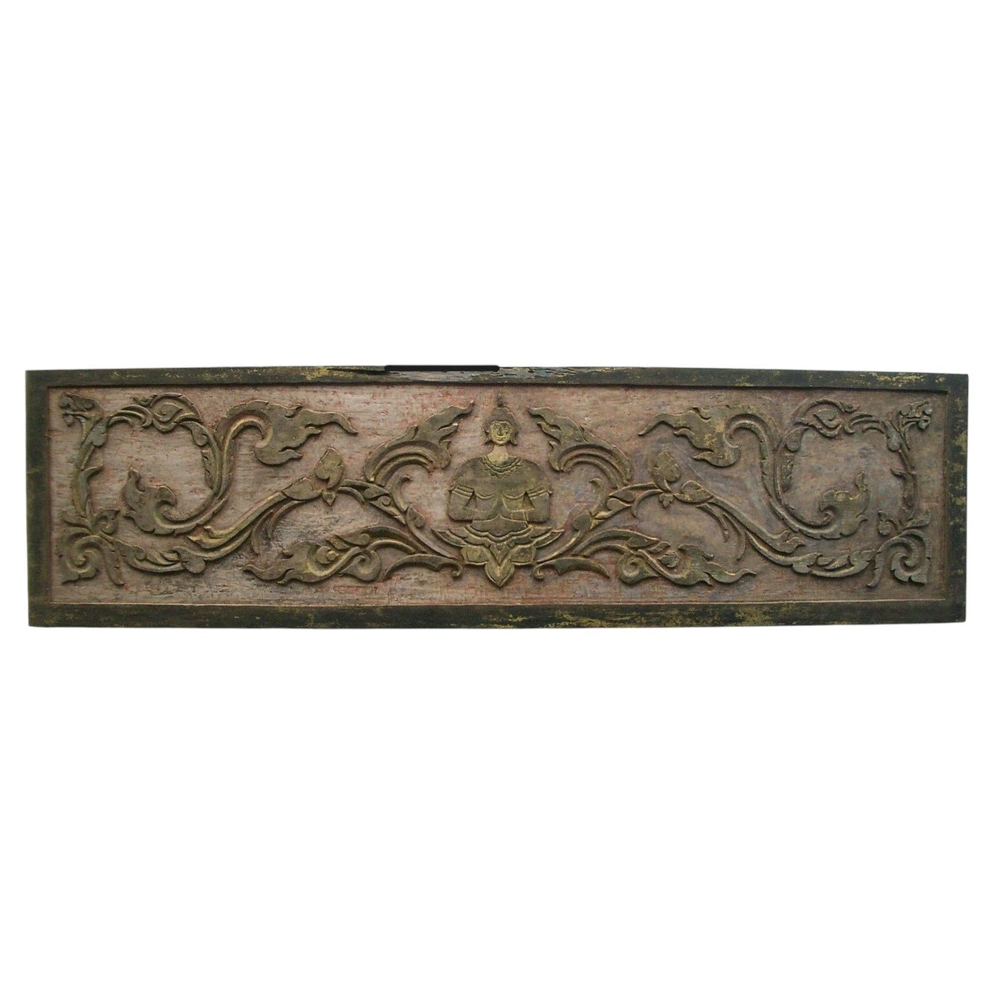 Antique Thai Architectural Carved Wai Lintel Panel