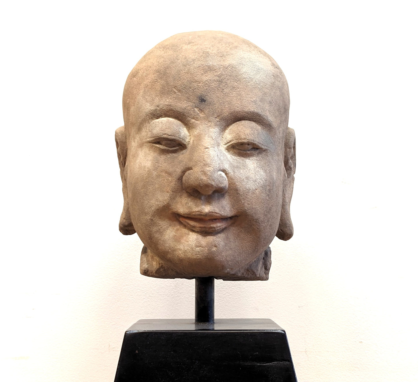 19th Century Buddhist Head Sculpture Sandstone