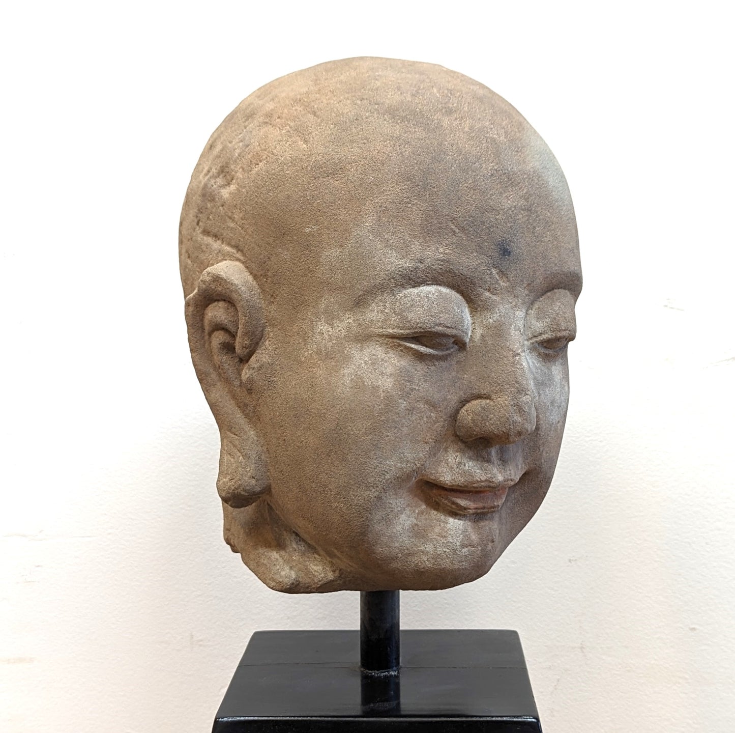 19th Century Buddhist Head Sculpture Sandstone