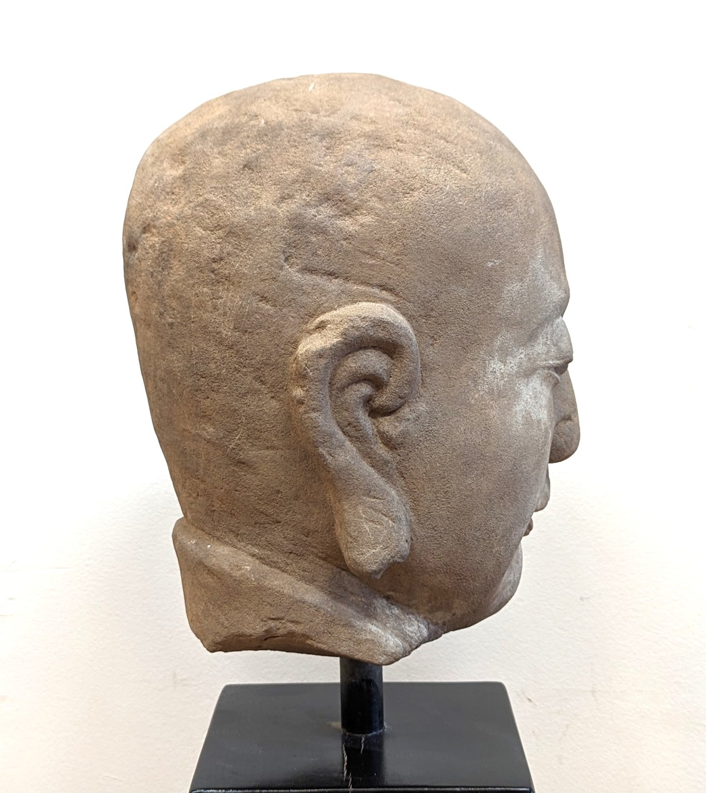 19th Century Buddhist Head Sculpture Sandstone