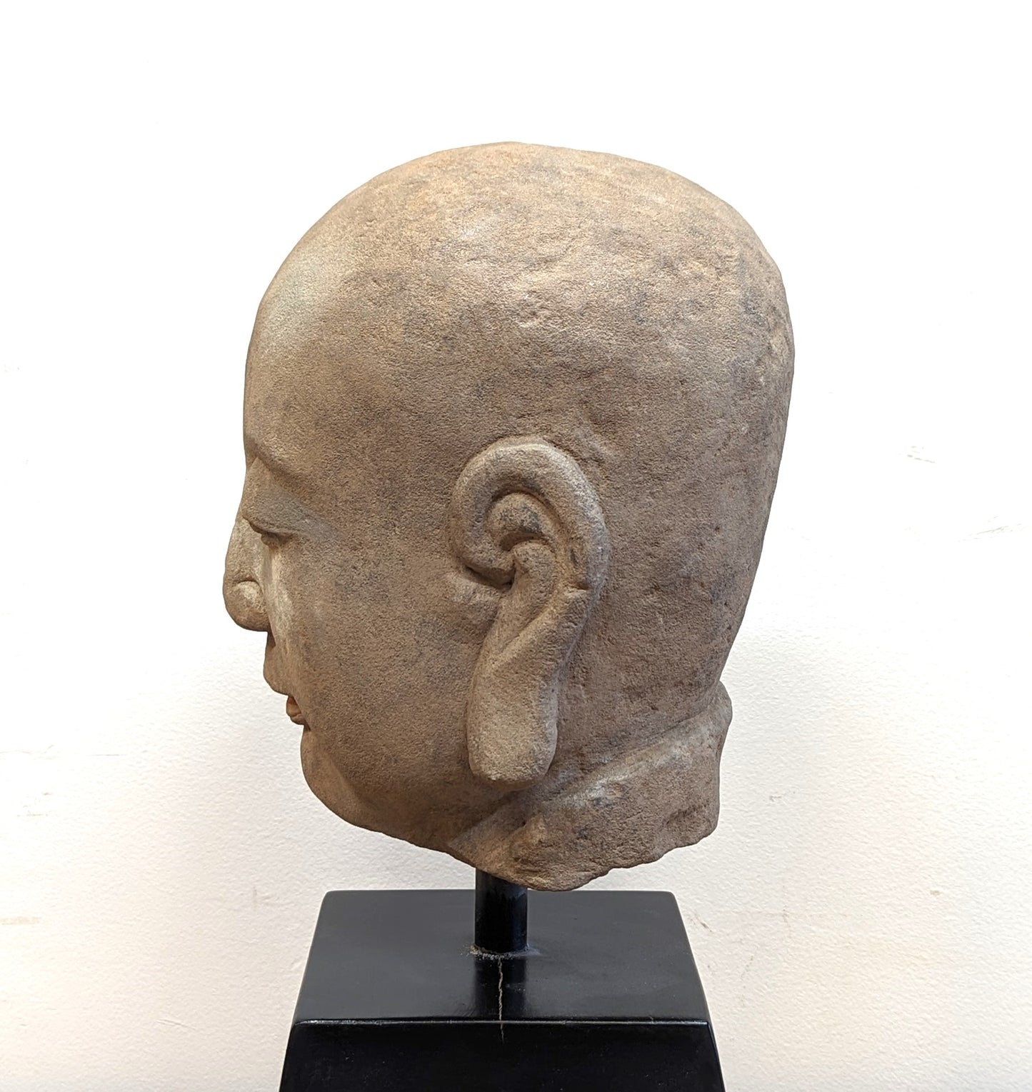 19th Century Buddhist Head Sculpture Sandstone