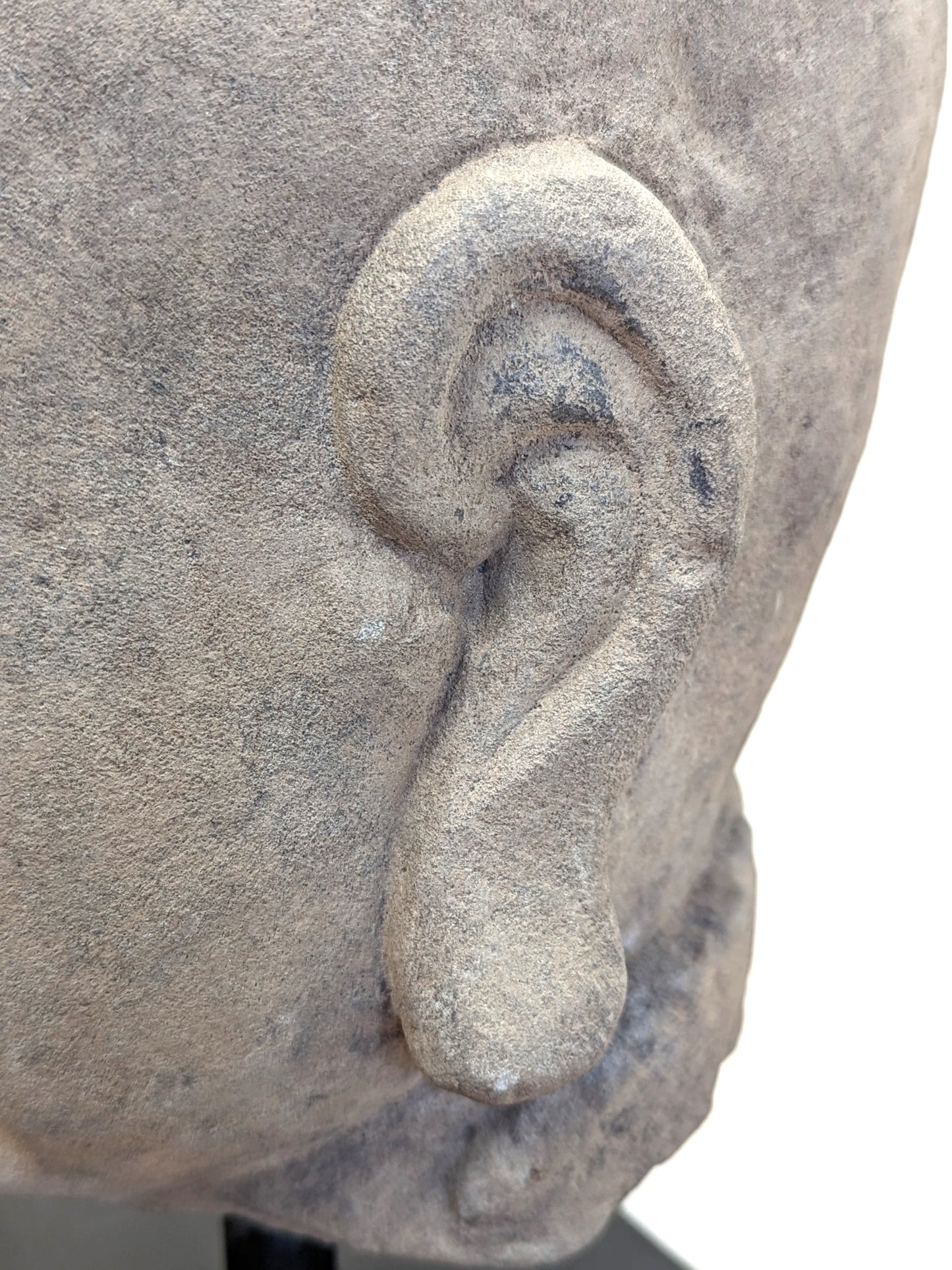 19th Century Buddhist Head Sculpture Sandstone