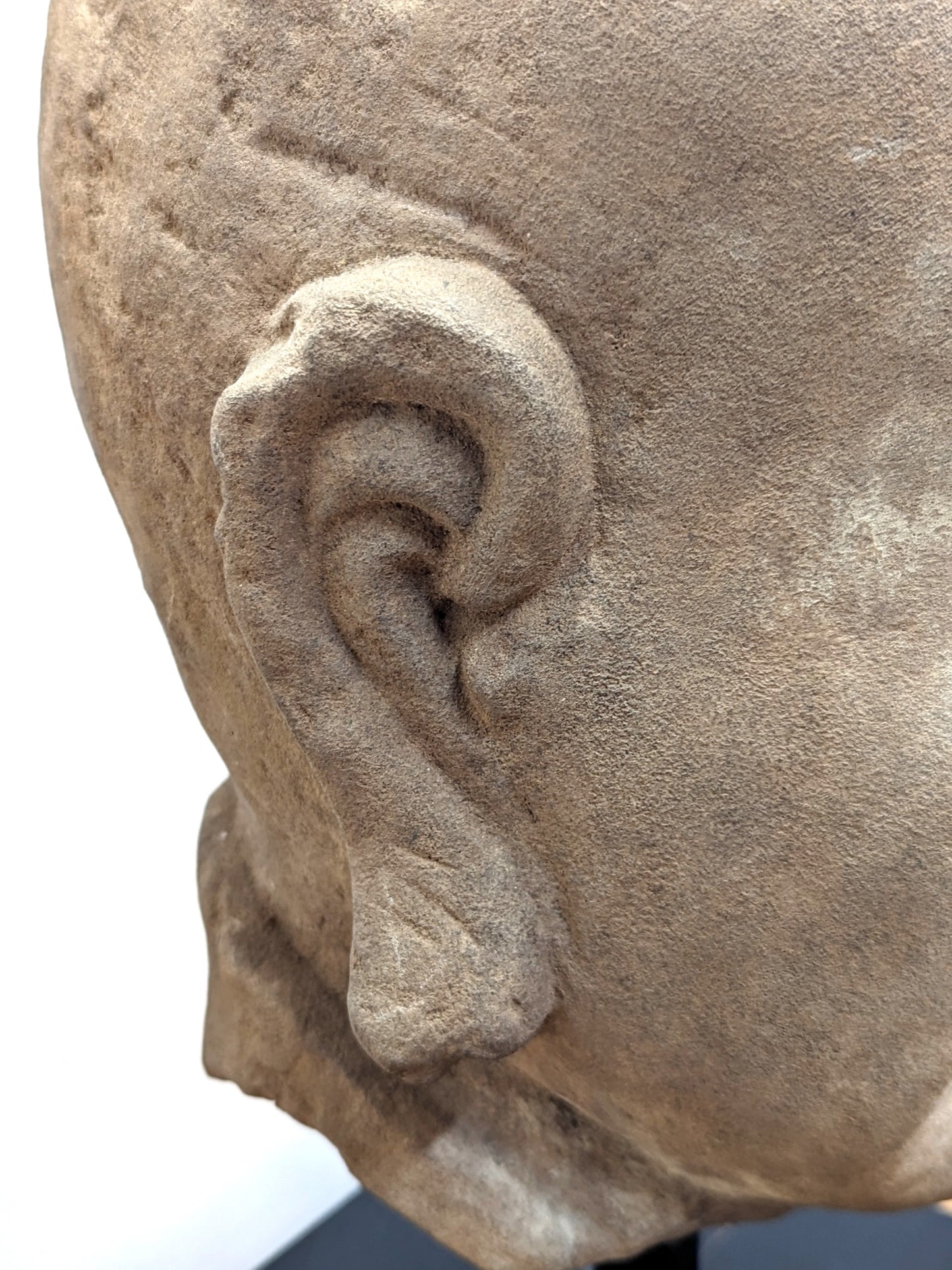 19th Century Buddhist Head Sculpture Sandstone