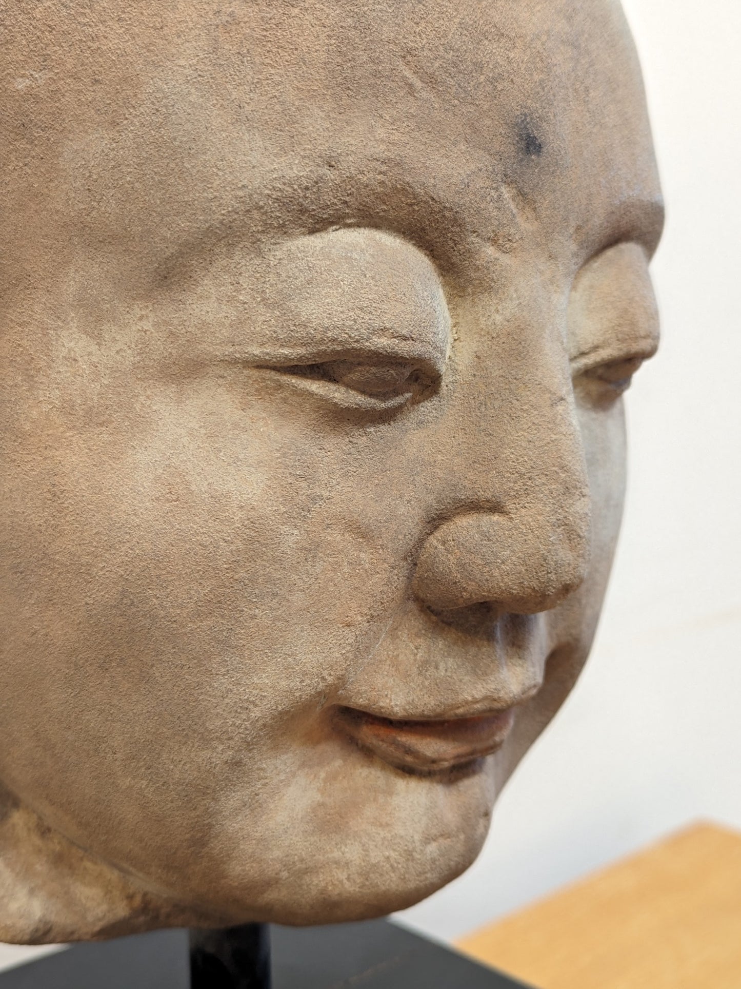 19th Century Buddhist Head Sculpture Sandstone