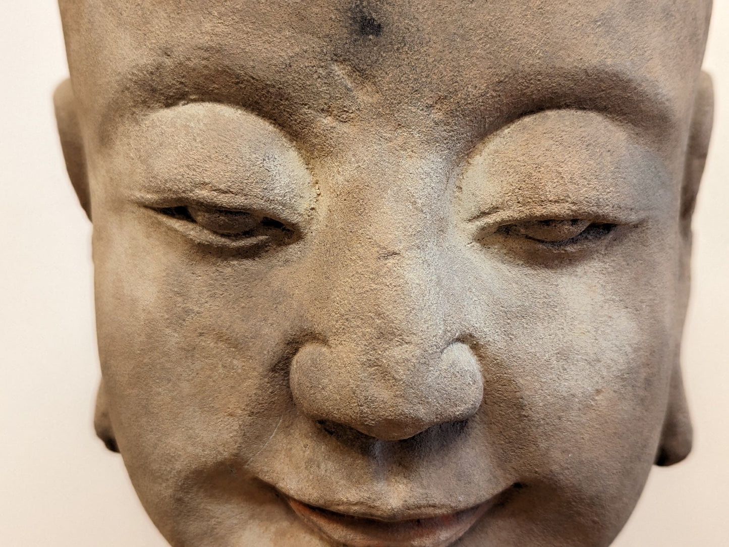 19th Century Buddhist Head Sculpture Sandstone