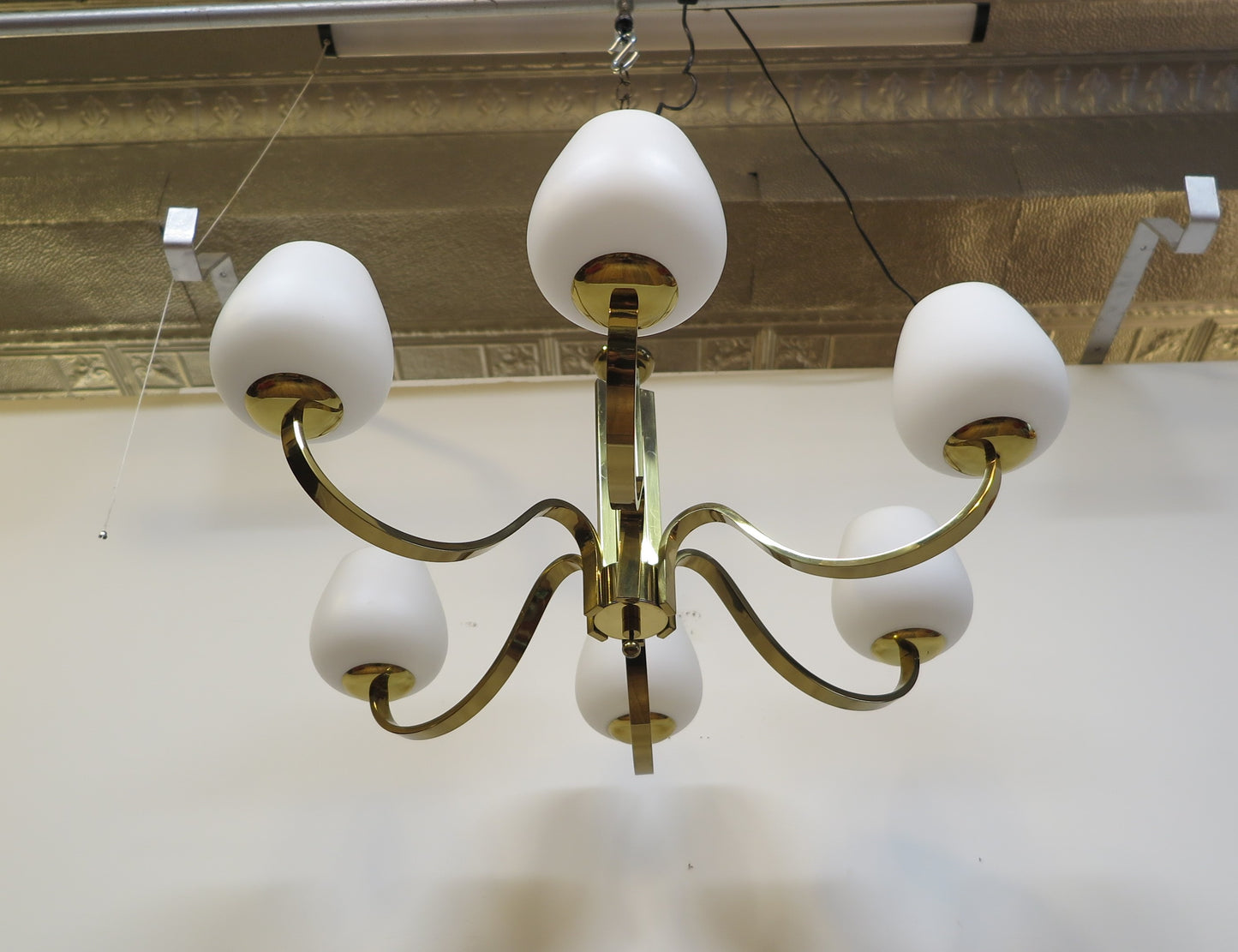 Mid Century Brass Tower Chandelier