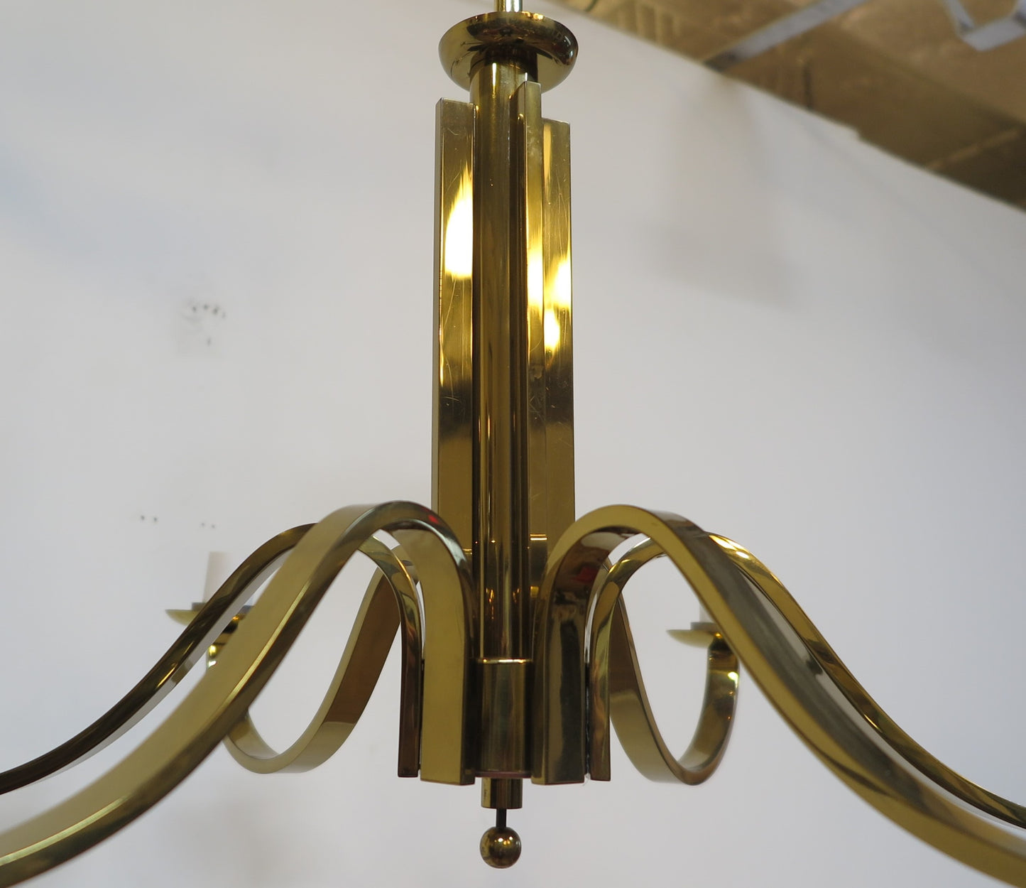 Mid Century Brass Tower Chandelier