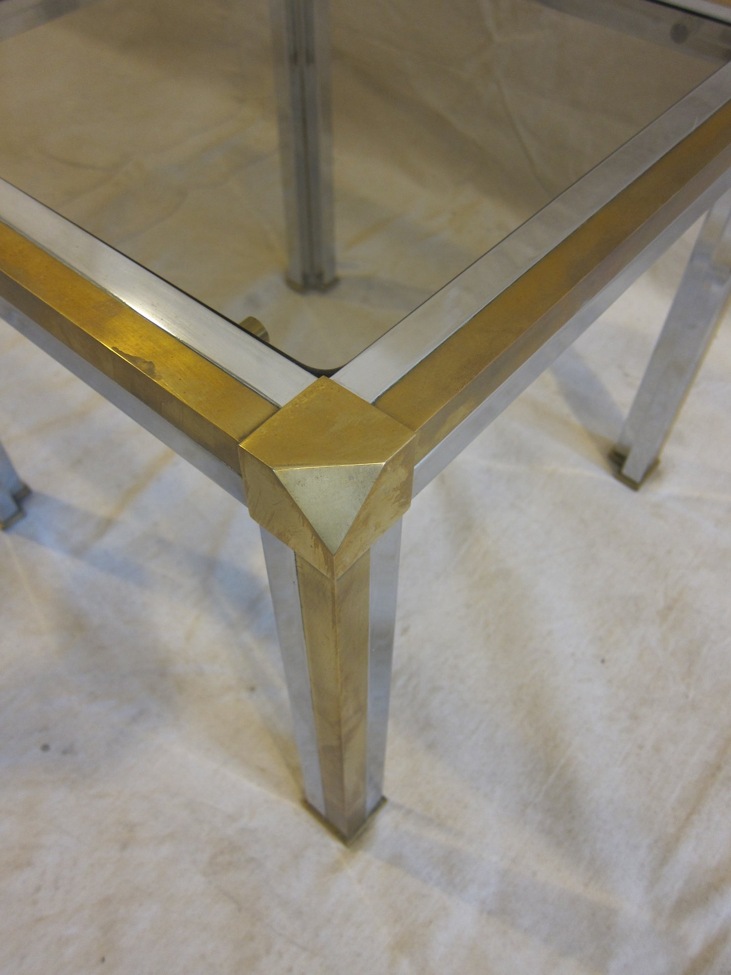 Mid Century Brass Chrome side Table Romeo Rega