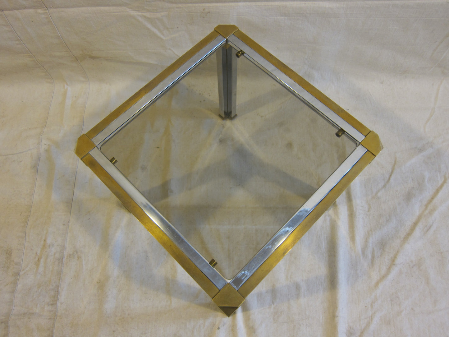 Mid Century Brass Chrome side Table Romeo Rega