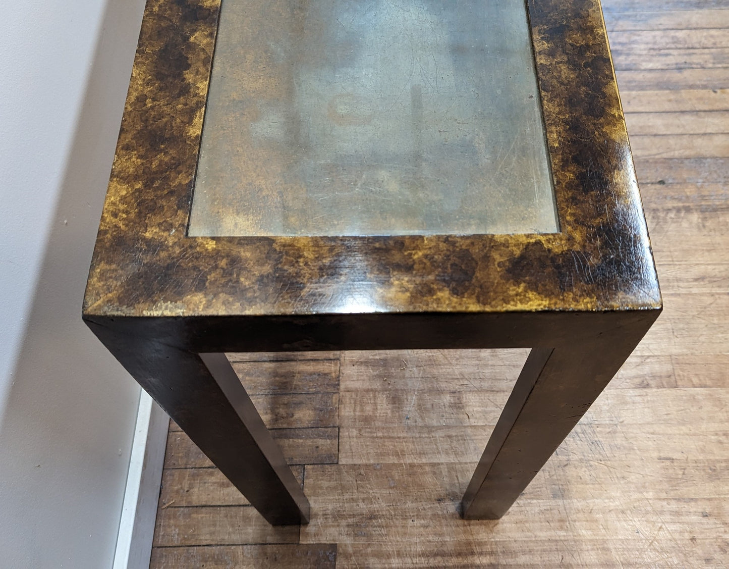 John Widdicomb Faux Bronzed Console Table with Patinaed Brass Top