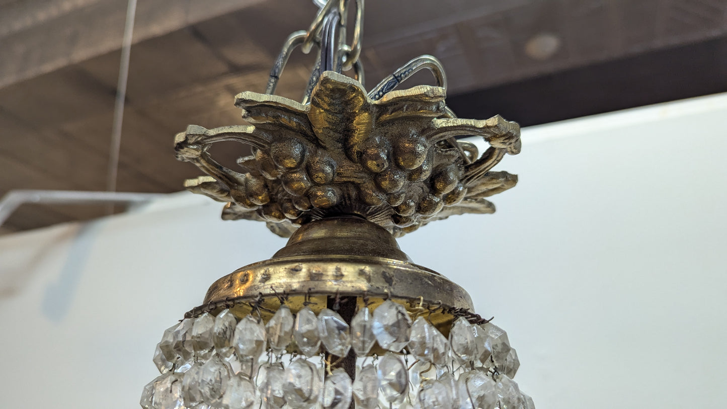 Antique French Bronze and Crystal Chandelier