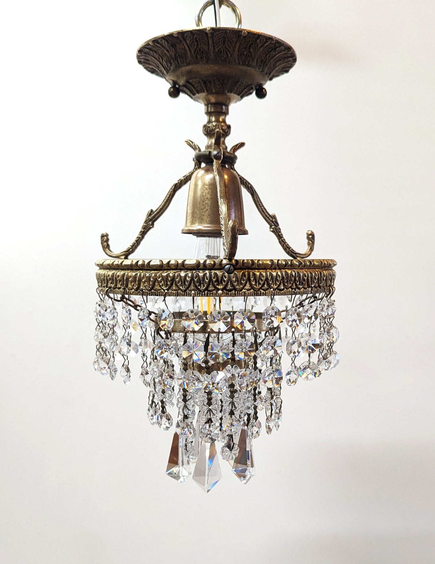 Antique Brass & Crystal Pendant Light