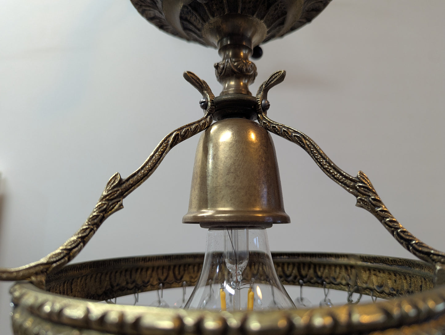 Antique Brass & Crystal Pendant Light
