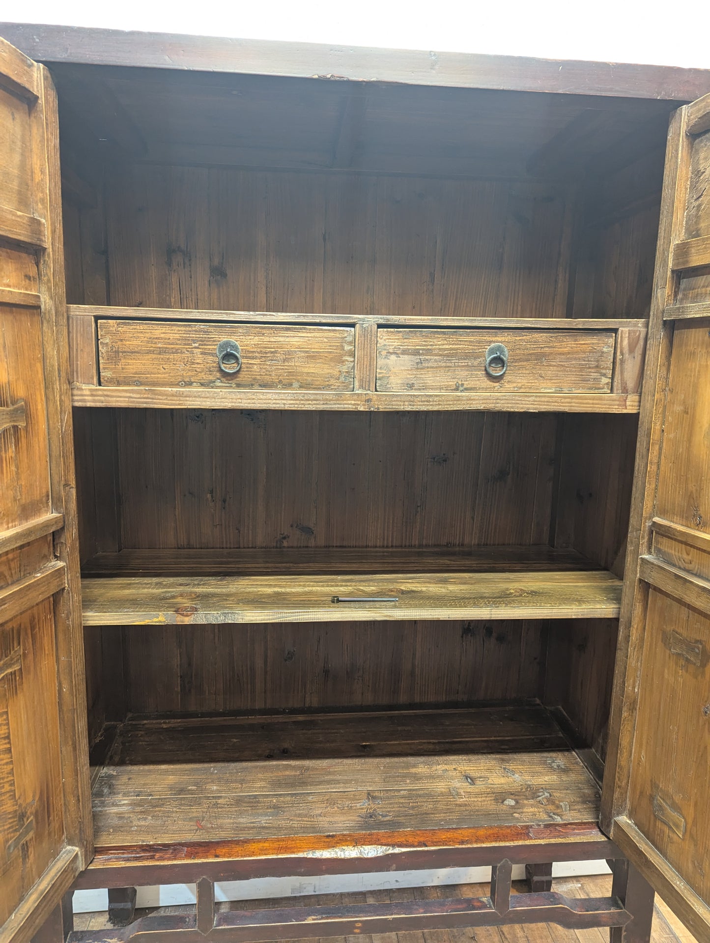 19th Century Fujian Province Cabinet – Cypress Wood carved Scenes