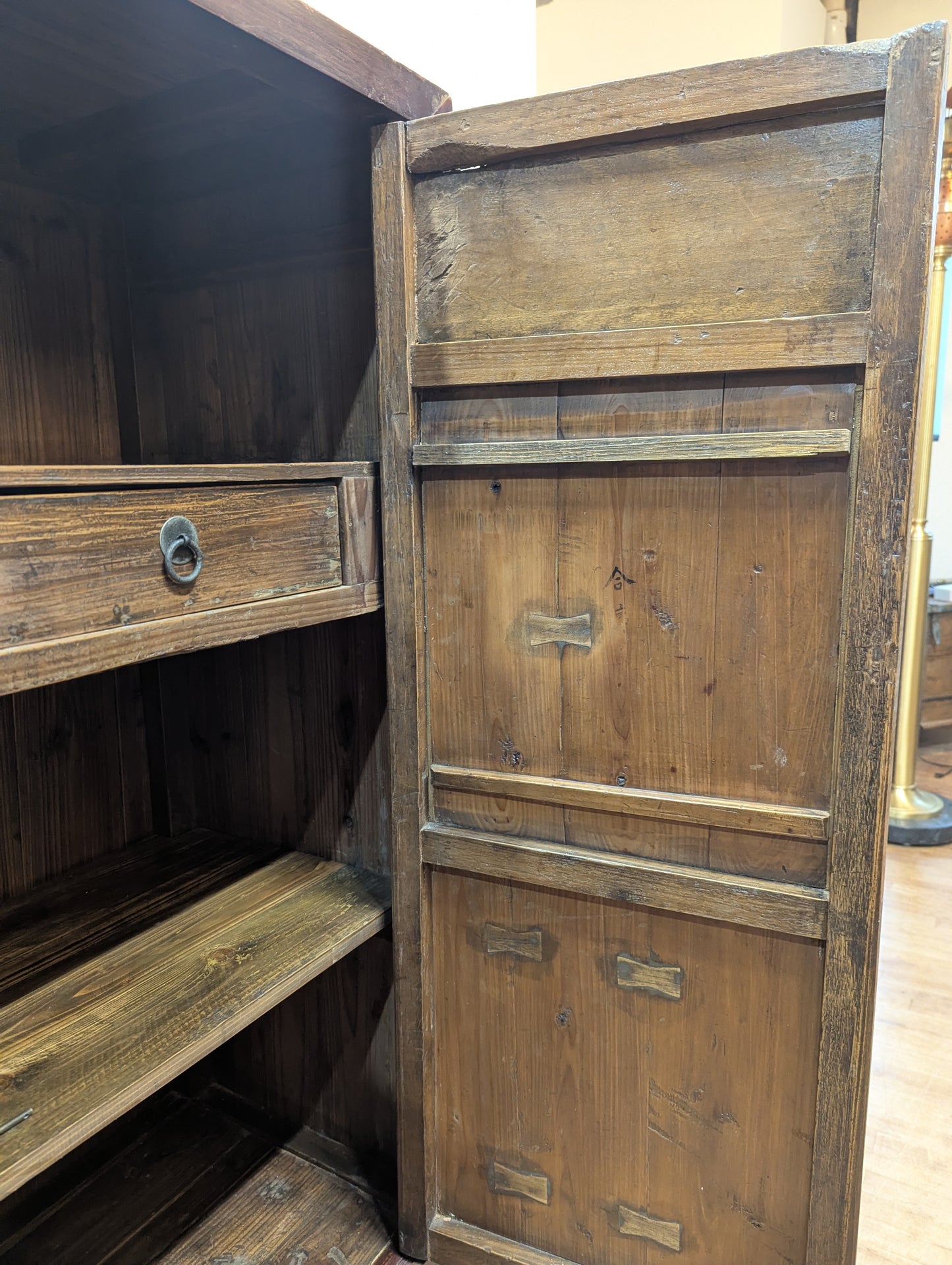 19th Century Fujian Province Cabinet – Cypress Wood carved Scenes