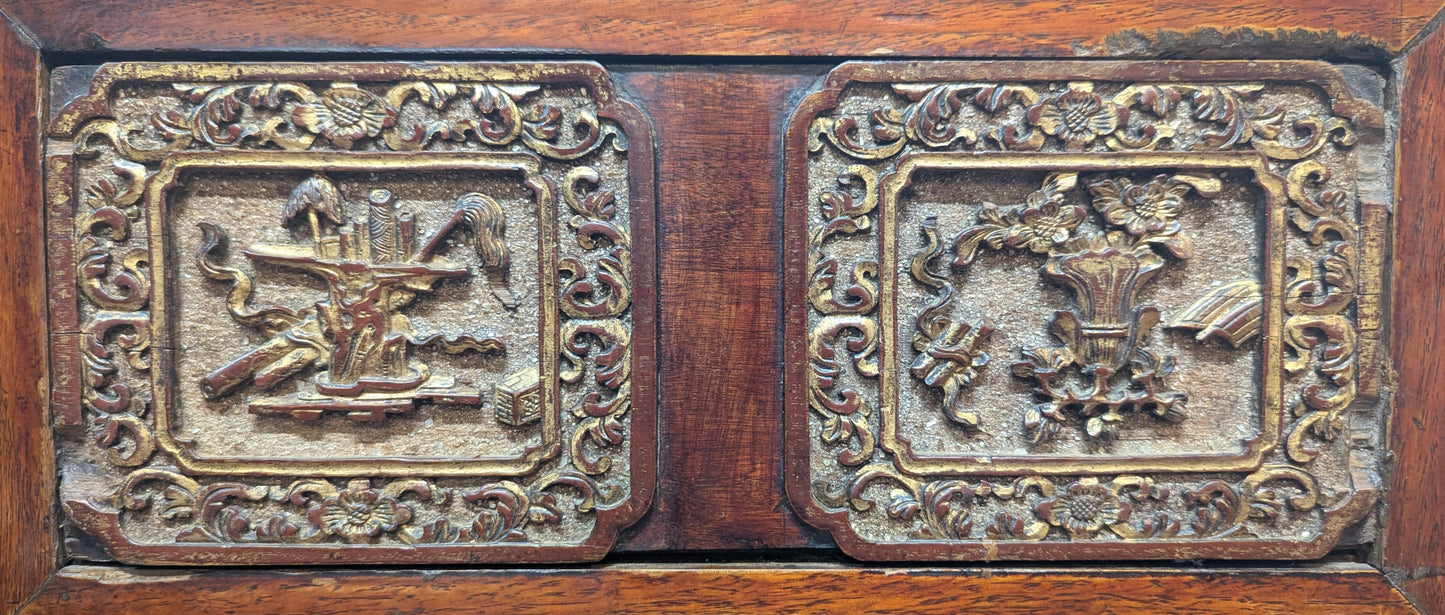 19th Century Fujian Province Cabinet – Cypress Wood carved Scenes