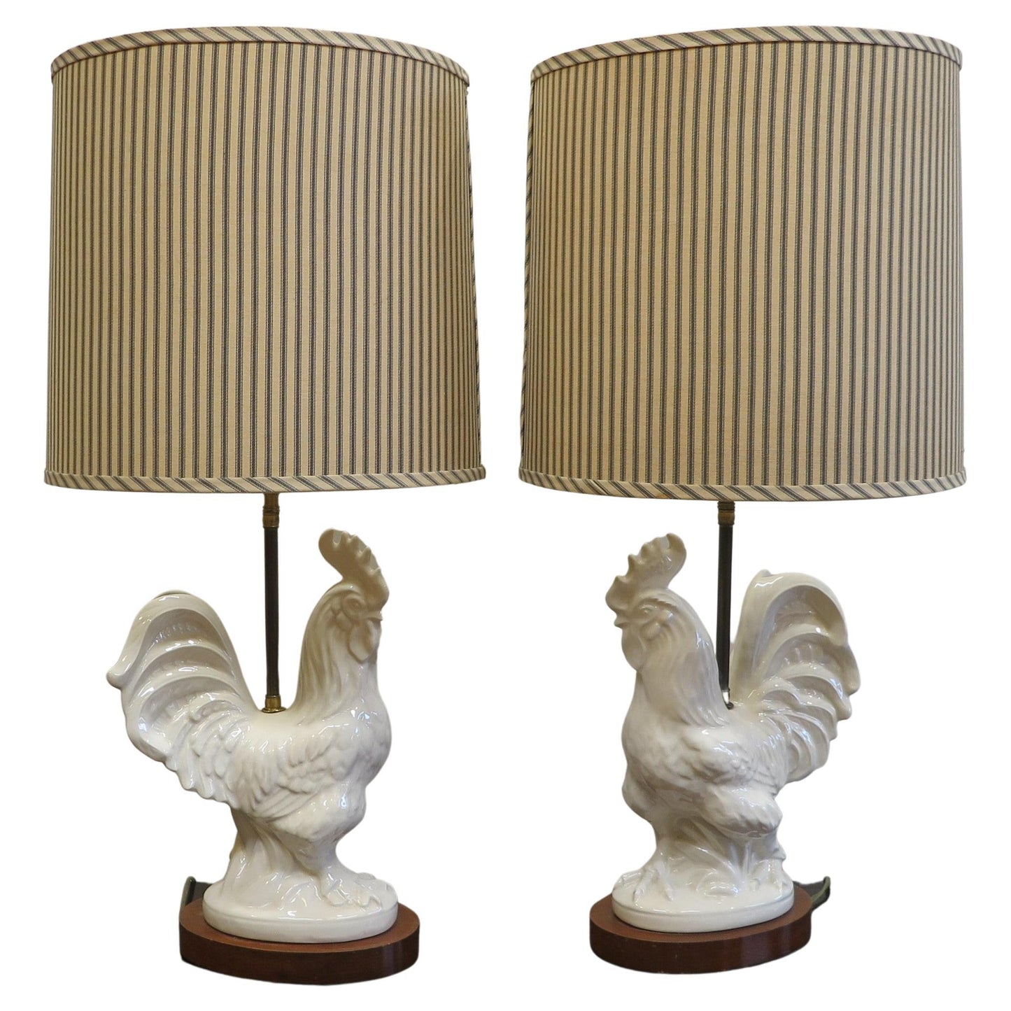 Pair French Ceramic Rooter Lamps