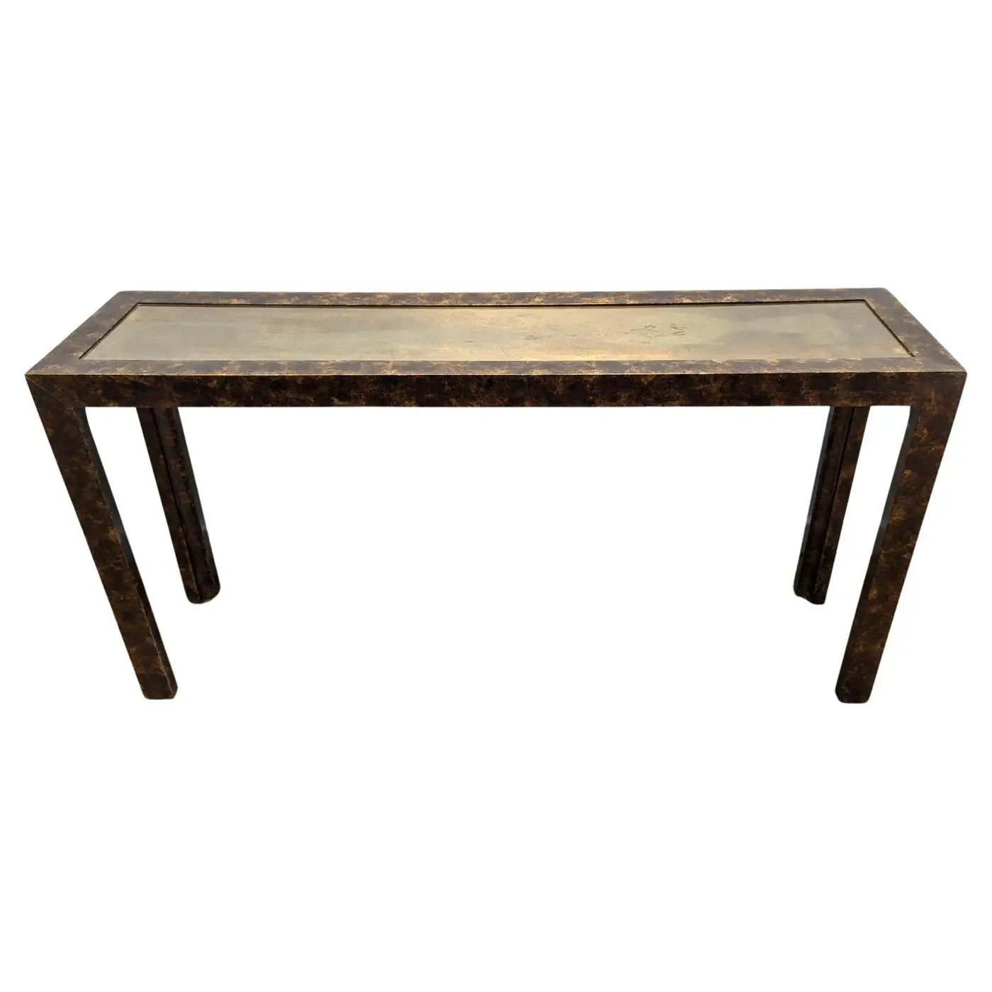 John Widdicomb Faux Bronzed Console Table with Patinaed Brass Top