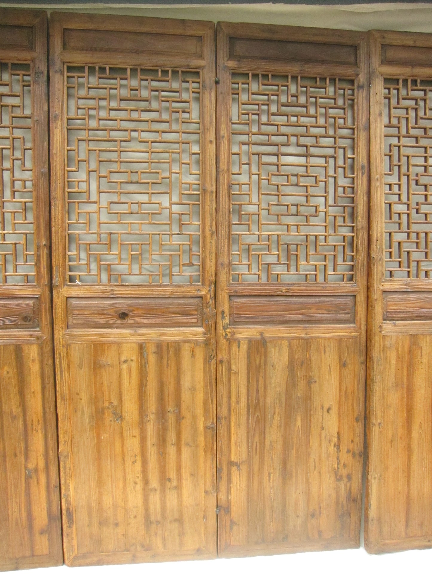 19th century Cypress Wood Relief Screen Doors (Double Happiness) Set of Six
