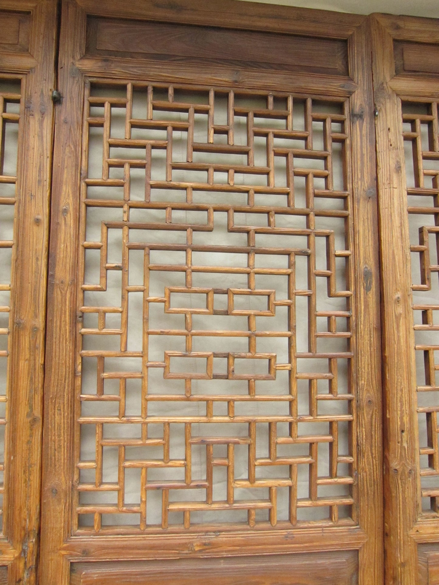 19th century Cypress Wood Relief Screen Doors (Double Happiness) Set of Six